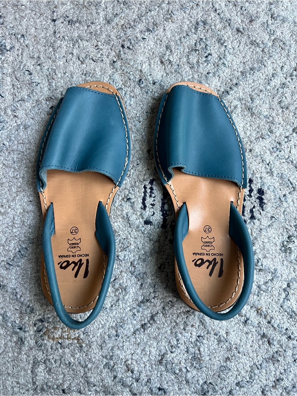 Spanish Blue Leather Slingback Sandals
